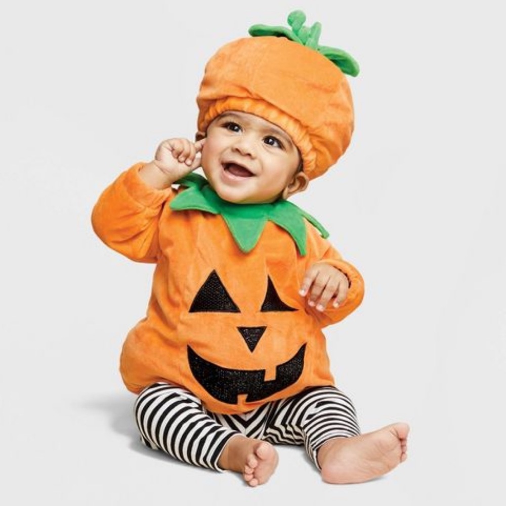 Target Hyde & Eek Toddler Baby Orange Pumpkin Halloween Costume Size 6-12 months